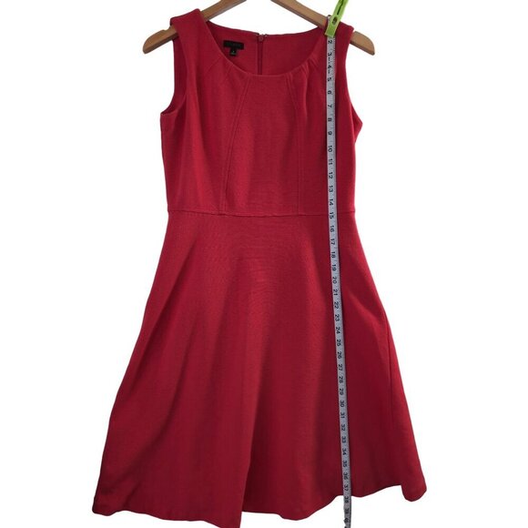 Talbots Fit & Flare Dress Womens S Red Ribbed Sleeveless Knee Length Classic - Picture 7 of 8